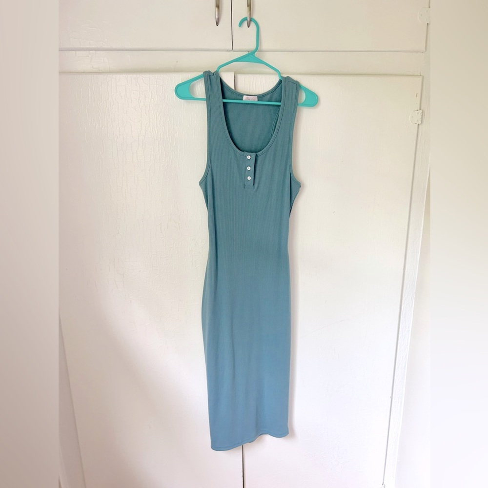 NEVER WORN | Pink Lily Dusty Blue ribbed dress
